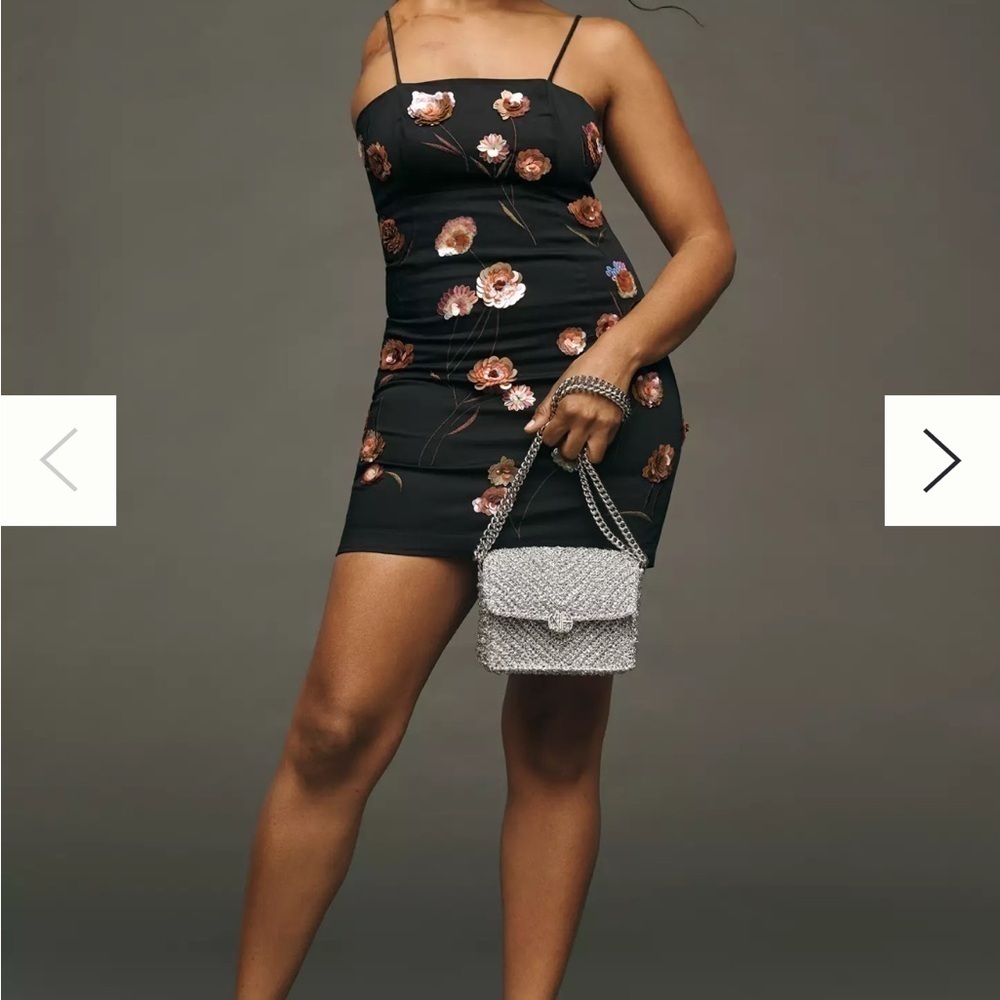 Maeve by Anthropologie 3D Floral Spaghetti Mini Dress NWT — Sz 10 - Picture 7 of 13